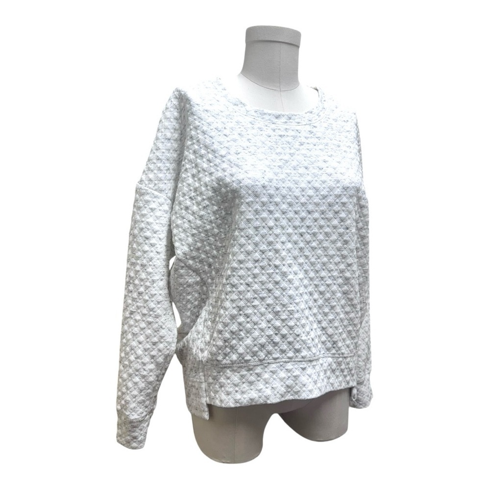 Stoic quilted popcorn knit pullover, size small, long sleeve crewneck sweatshirt